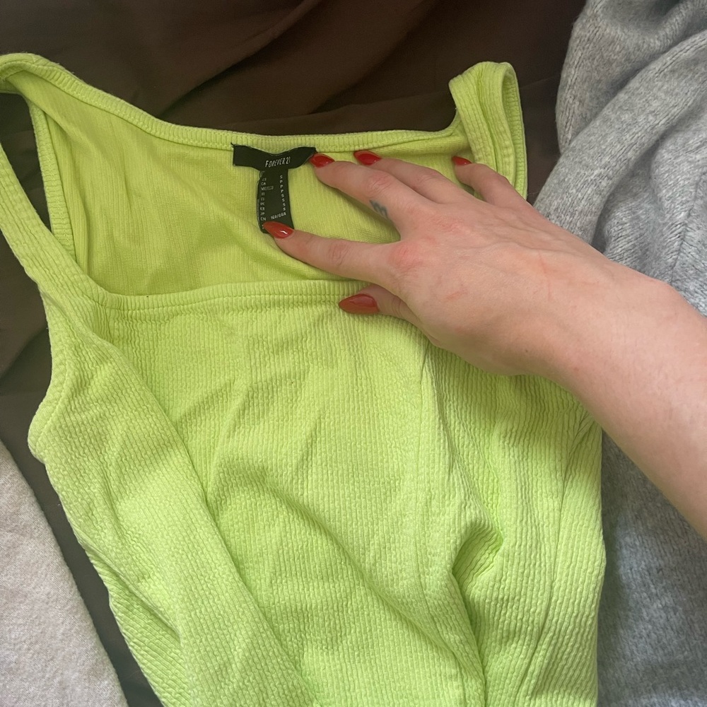 neon yellow corset body suit